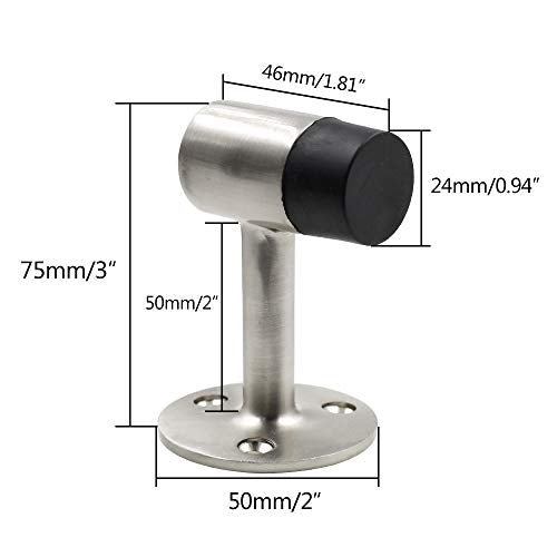 Floor Stop Door Stopper, 3 Inch / 75mm, Stainless Steel, 2-Pack - color: 3 Inch, size: 2 Pieces