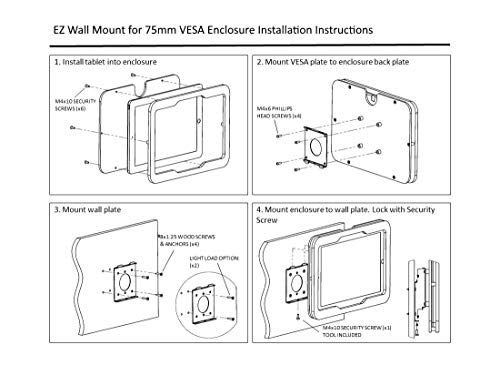 Security Anti-Theft Acrylic VESA Enclosure for Amazon Fire 7 2022 with Free Wall Mount Kit (Black, Fire 7 2022) - color: Black, size: Fire 7 2022