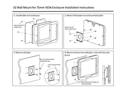 Security Anti-Theft Acrylic VESA Enclosure for Amazon Fire 7 2022 with Free Wall Mount Kit (Black, Fire 7 2022) - color: Black, size: Fire 7 2022