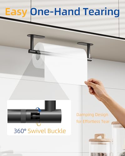 RUACQ Paper Towel Holder Under Cabinet, Stainless Steel, Matte Black - color: Matte Black, size: Standard - Oval