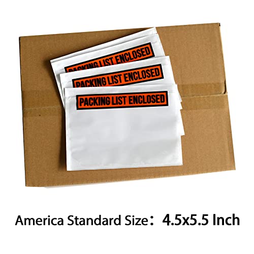 1000 PCS 4.5"x 5.5" Clear Self-Adhesive Packing List Envelopes - Shipping/Mailing Pouch Enclosed Bags for Packing Slips Invoice - style: 1000 -Printing
