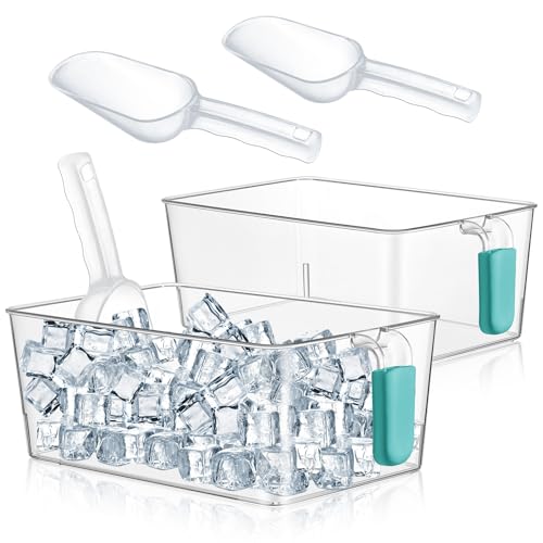 Havawish Ice Storage Bin and Flexible Scoop Set Plastic Freezer Bin - color: Blue, size: 10.83 x 7 x 4.33 in, style: Classic