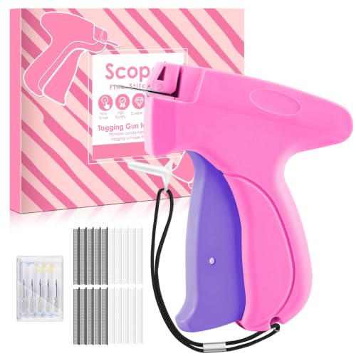 Stitch Gun for Clothes - Handheld Stitch Gun Quick Clothing Fixer - Mini Sewing Kit Micro Tagging Gun - Includes 6 Needle, 1000 Black Fasteners & 1000 White Fasteners - color: pink-purple