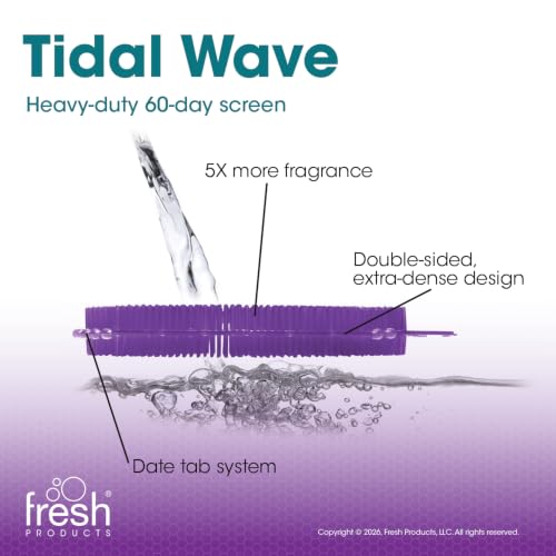 Fresh Products Tidal Wave Urinal Screen Reduce Urine Splash Easy Installation Freshens for 60 Days Long Lasting Fragrance Fabulous Purple Made in USA 6pk Urinal Screens