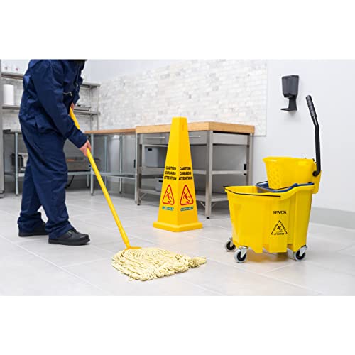 SPARTA 35 Qt Mop Bucket System with Wringer and Insert, Yellow - color: Yellow