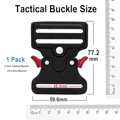 2 Inch Tactical Buckle Replacement, Metal Heavy Duty Tactical Belt Buckles for Webbing Nylon Strap, Dog Collar, Harness Military Buckle Luggage Travel Straps Clip Hardware - color: 05(2" Black Metal Buckle 1pcs)