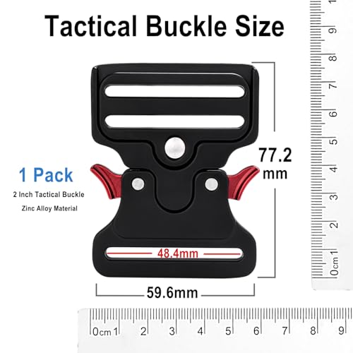 2 Inch Tactical Buckle Replacement, Metal Heavy Duty Tactical Belt Buckles for Webbing Nylon Strap, Dog Collar, Harness Military Buckle Luggage Travel Straps Clip Hardware - color: 05(2" Black Metal Buckle 1pcs)