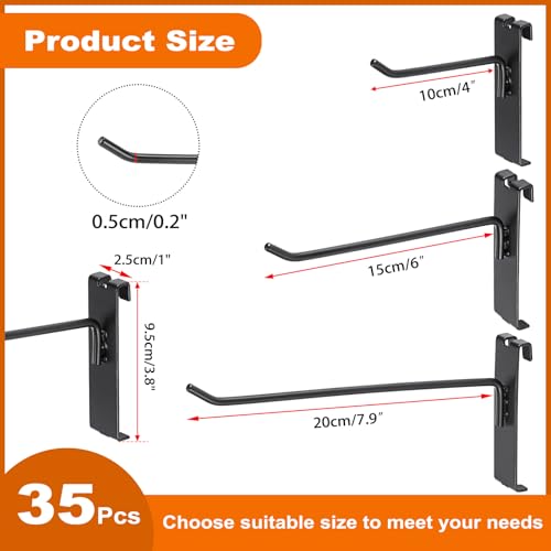 Gridwall Hooks, 35 Pack Metal Grid Hangers for Retail Workspace, 8 Inch