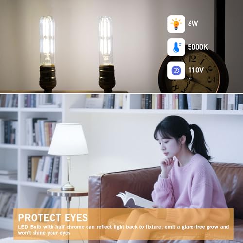 Dimmable E26 T10 LED Bulb Tube Light Bulbs 6W,Daylight 5000K 600LM - color: Daylight 5000k, size: 5 Inch-4 Count