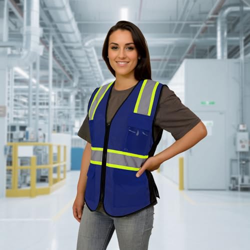 Safety Vest for Women, High Visibility Reflective Vest, Blue, S - color: 1pc Blue, size: Small