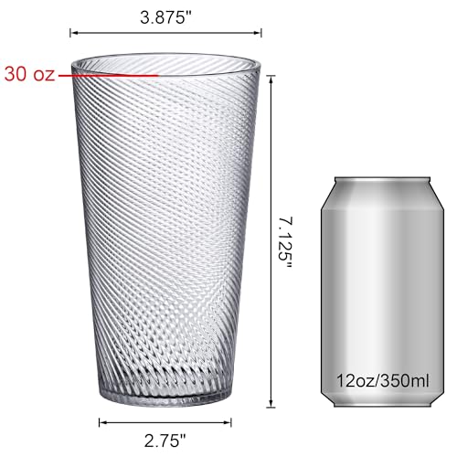 Amazing Abby - Breeze - 30-Ounce Plastic Tumblers (Set of 6), Iced-Tea Drinking Glasses, All-Clear Reusable Cups, Stackable, BPA-Free, Shatter-Proof, Dishwasher-Safe
