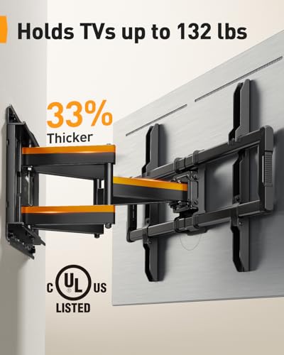 Perlegear TV Wall Mount Full Motion for 42–97 inch TVs up to 132 lbs - size: Fits 42-97" TVs / Max 16" Wood Stud