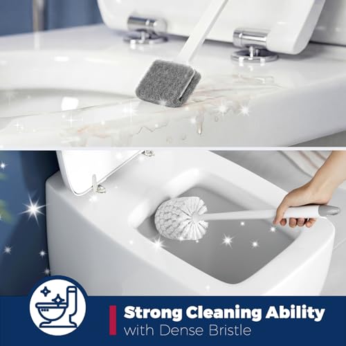 Holaloha Toilet Brush and Holder Set, Compact Design, 4 Pack, White