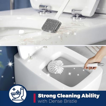 Holaloha Toilet Brush and Holder Set, Compact Design, 4 Pack, White