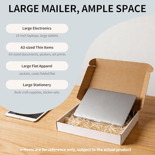 Fishat 13" x 10" x 2" White Corrugated Cardboard Shipping Boxes Set of 25, - size: 13" x 10" x 2"