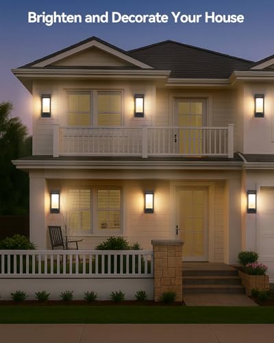 RAYVO Dusk to Dawn Outdoor Wall Lights 2 Pack, LED Bulb Included, E26 Base - color: Black
