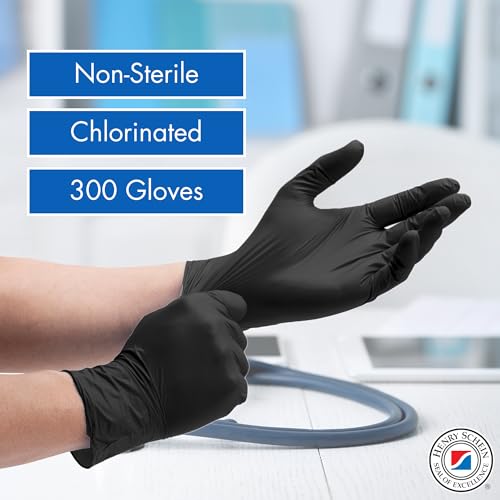 Henry Schein Criterion N300 Nitrile Exam Gloves, Black – 300/Box, Latex-Free, Disposable, Textured Fingertips, Beaded Cuff - size: Small (Pack of 3000)