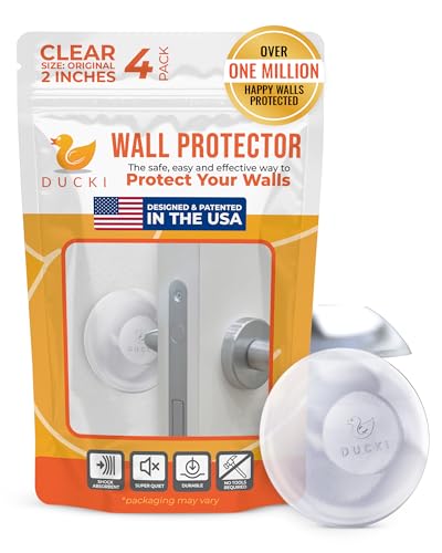 Ducki Door Knob Wall Protector, 2" Self Adhesive Door Stopper, 4 Pack Clear - color: Clear, size: 2 inch (4 Pack)