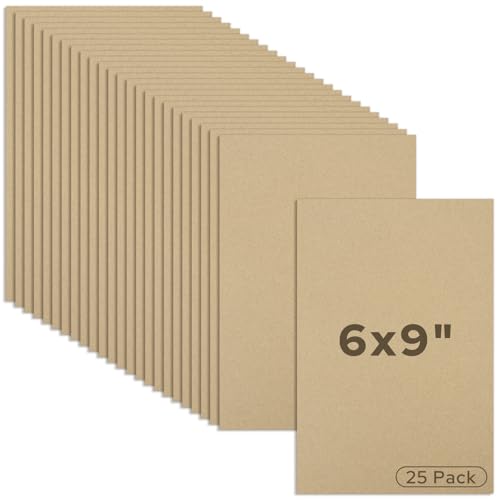 Mat Board Center 25 Pack 6x9 Corrugated Cardboard Sheets 1/8" Flat Pads - color: Brown, size: 6x9