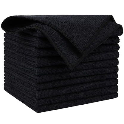 AIDEA Microfiber Cleaning Cloth-10PK, Black Microfiber Towels,12"×12" - color: Black, size: 10PK