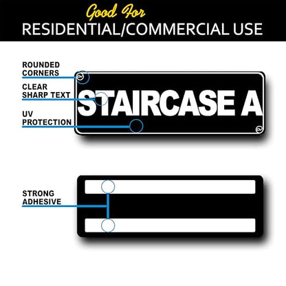 Floor Sign for Door, Acrylic Plastic, Black and White, Rounded Corners, Durable, Long Lasting with Double Sided Tape in the Back - 3" x 9" (Staircase A) - style: Staircase A