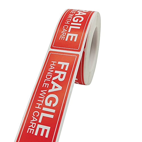 3" X 1" Fragile Handle with Care Warning Stickers for Shipping and Packing-250 Permanent Adhesive Labels Per Roll - color: Tz-ys-fr