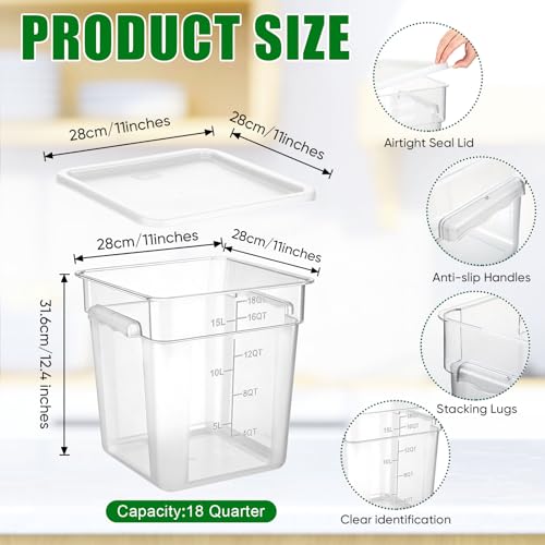 FoldTier 2 Pcs Square Food Storage Containers, White, 18 Qt - color: White, size: 18 Qt
