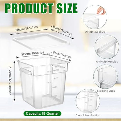 FoldTier 2 Pcs Square Food Storage Containers, White, 18 Qt - color: White, size: 18 Qt