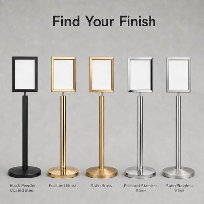 CCW 8.5 X 11 Inch Vertical Pedestal Floor Sign Frame, Polished Brass - color: Polished Brass, size: 8.5 x 11 Inch Vertical