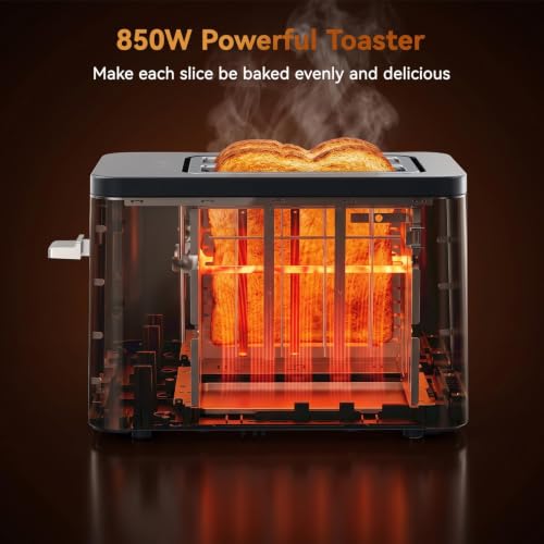 Mecity 2 Slice Toaster Smart Touchscreen, Stainless Steel Wide Slot Toasters Defrost, Reheat, Memory Function, Auto Shutoff, Digital Electric Bread Toaster for Bagel Muffin Waffle, 120V - color: 2 Slot-Brushed stainless steel gray