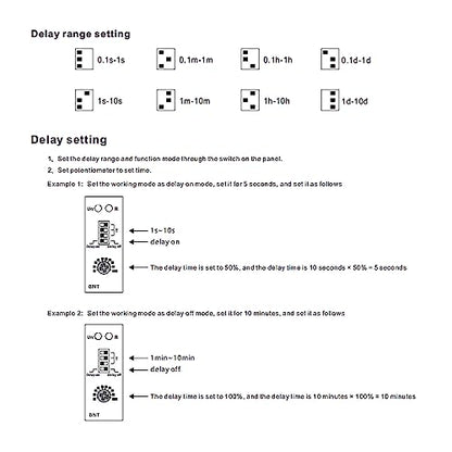 BNT 10A Dual Function Timer Relay Delay On Delay Off Relay AC230V&DC24V Time Relay