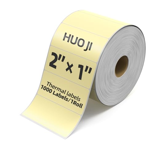 1000 2x1 Thermal Labels Roll, HUOJI Yellow Shipping Barcode Labels - color: Yellow, size: 2x1