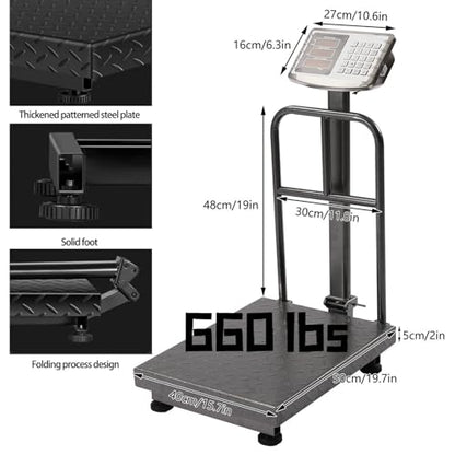660lb Industrial Platform Scale, Foldable, Double-Sided Display