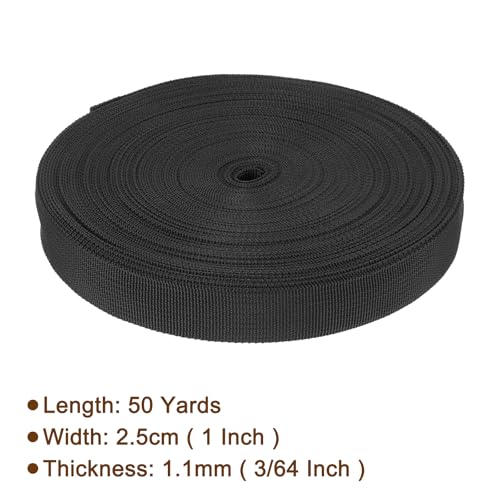 Nylon Webbing Strap, 50 Yards x 1 Inch Polypropylene Webbing Lightweight Strapping Backpack Band for DIY Gear Repair Outdoor Luggage Cargo Straps, Black - color: Black, size: 50 Yards x 1 Inch