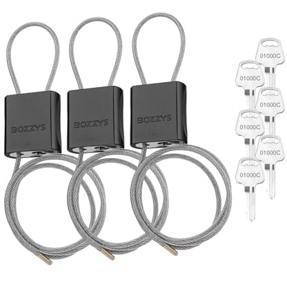 Adjustable Cable Locks with 6 Same Keys, 3.28ft (1m), 3-Pack, Black - color: black | 3pack-L 3.28ft(1m)-6 same keys | D 1/6in(4mm)