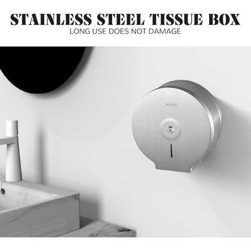 Toilet Paper Towel Dispenser Wall Mount, Jumbo Roll Toilet Tissue Dispenser, 9 Inch Paper Key Lock Stainless Steel Dispenser - color: Silver