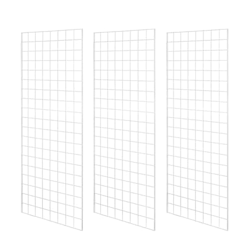 Heavy Duty Commercial Grade Gridwall Panels – Grid Panel for Any Retail Display, 2’ Width x 5’ Height, 3 Gridwall Panels Per Carton (White Finish) - color: White, size: 2'x5'（3 Pack）