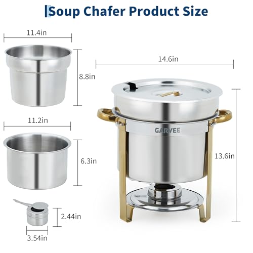 11L Stainless Steel 4-Piece Commercial Soup Warmer Kettle with Lid+Handles - size: 11 QT-4 Pcs