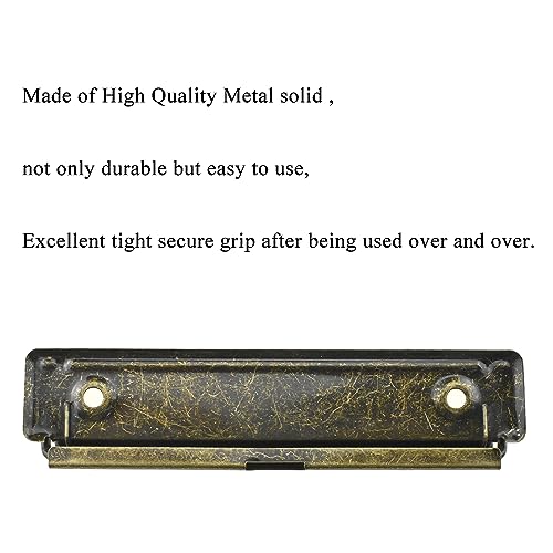 HAHIYO 4.72 Inches Vintage Bronze Metal Mountable Clipboard Clips - 5 Pack, Durable Spring Loaded Clip with Rubber Grips and Rivets Document File Wood Plastic Clip Board for Office School Home - style: Bronze-4.72in-5p