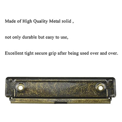 HAHIYO 4.72 Inches Vintage Bronze Metal Mountable Clipboard Clips - 5 Pack, Durable Spring Loaded Clip with Rubber Grips and Rivets Document File Wood Plastic Clip Board for Office School Home - style: Bronze-4.72in-5p