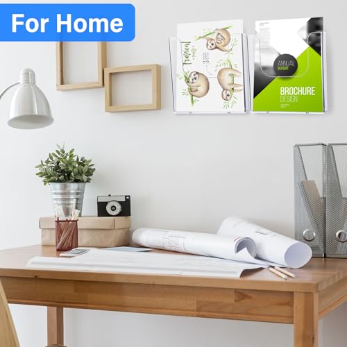 Ripeng 12 Pack 6 x 9 Inch Brochure Holder Wall Mount Clear Flyer Holder