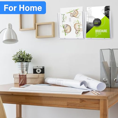 Ripeng 12 Pack 6 x 9 Inch Brochure Holder Wall Mount Clear Flyer Holder