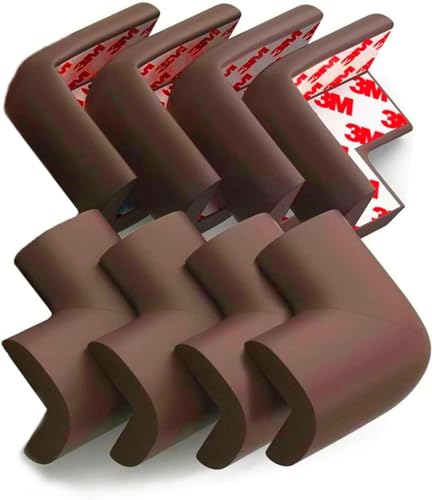 Komfortology 8-Pack Baby Proofing Corner Protectors, Pre-Taped, Brown - color: Brown, size: 8corners