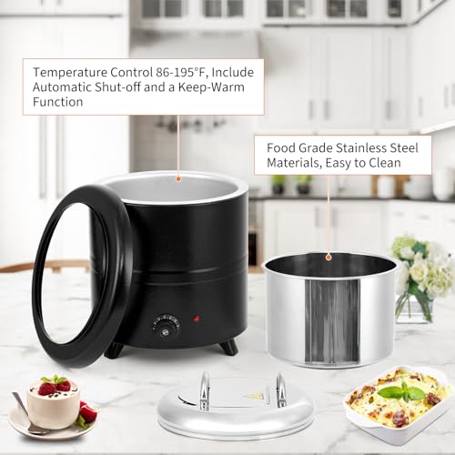 13.7QT Commercial Electric Soup Kettle Warmer, Stainless Steel Removable Pot with Hinged Lid & Anti-Scald Handle, Constant Temperature Food Warmer for Restaurant, Buffet, Catering, Banquet