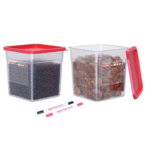 2 Pack 8 QT Commercial Food Storage Containers with Lids, BPA-Free Translucent Square Containers for Pet Food, Flour, Sugar, Rice and Dry Food Storage with FIFO Label Area - size: 2 X 8.0(QT)