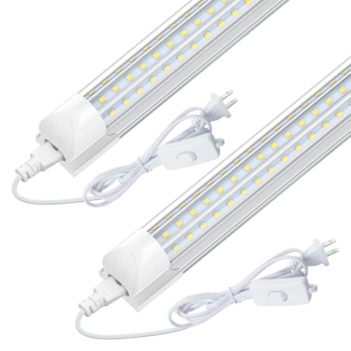 CNSUNWAY 4FT LED Shop Lights, 50W 7500LM D Shape, ETL Listed 2 Pack
