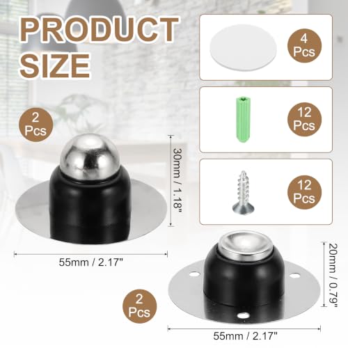 uxcell 2PCS 1.9" Magnetic Door Stoppers, Mounted Magnetic Door Catch Holder - color: Black, size: 1.9"