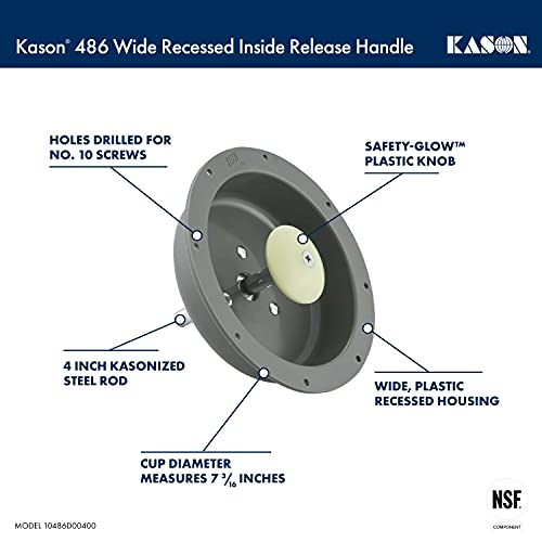 Kason 486 Wide Recessed Inside Release Handle (10486D00400) - size: 10486D00400