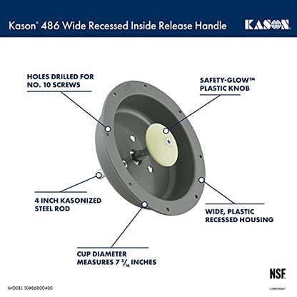 Kason 486 Wide Recessed Inside Release Handle (10486D00400) - size: 10486D00400