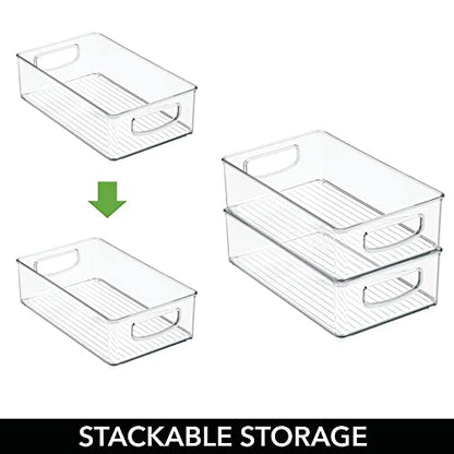 mDesign Small Plastic Baby Nursery and Food Organizer -Storage Holder Bin with Handles for Closet, Cupboard, Cabinet, Drawers, Shelves - Holds Canned Food, Bottles, Formula - Ligne Collection, Clear - size: 10 x 6 x 3 (Pack of 1)
